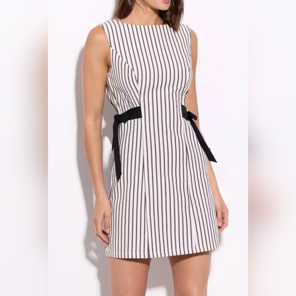 NWT Wild Fable Black & White Striped Sleeveless Mini Dress with Side Ties XXL